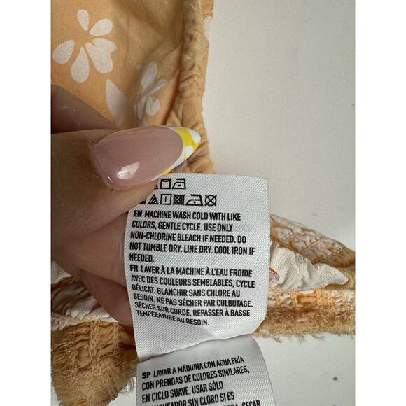 American Eagle Women’s Peach Bohemian Floral Peasant Cottagecore Crop Top XXL - Picture 7 of 11